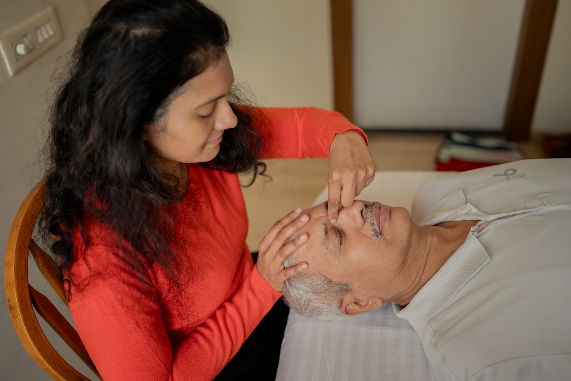 Vishakha during a craniosacral session